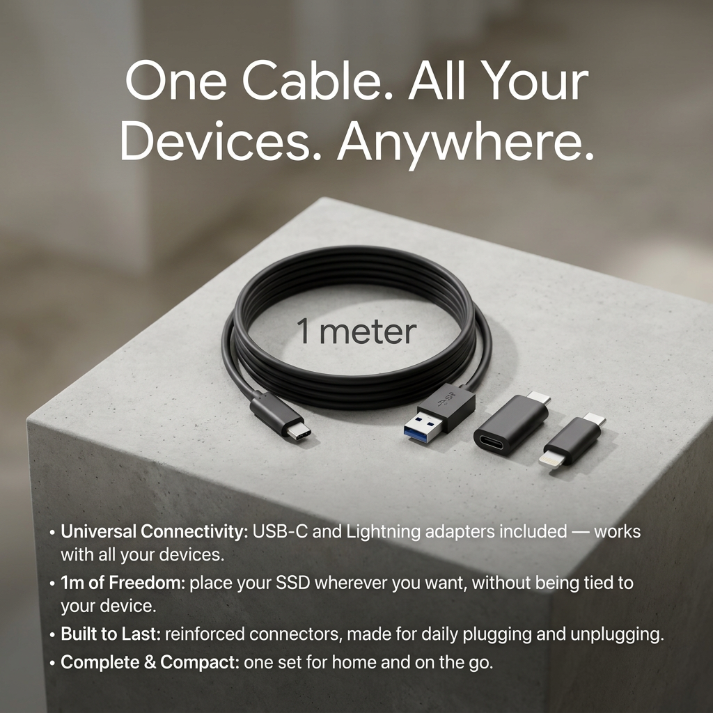 Extra Lange USB-C Kabel — 1m Bewegingsvrijheid